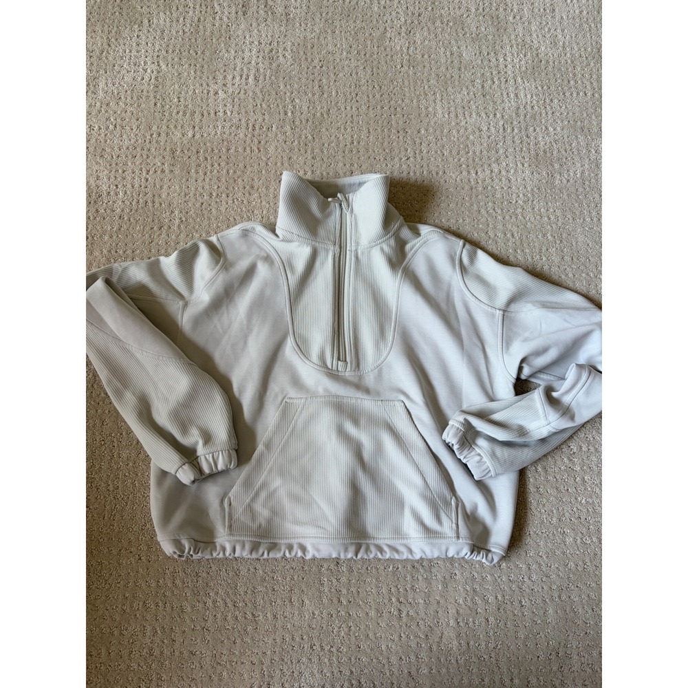 Lululemon Brushed Softstreme Ribbed Half Zip Bone Cropped Sporty Gorpcorr